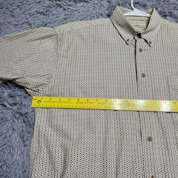 Natural Issue Shirt Mens Medium Button Down Up Cotton Tan‎ Dots Hawaiian - Picture 9 of 11